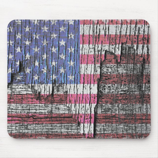 Barn Peeling Painted Patriotic American Flag Mouse Pad (Front)