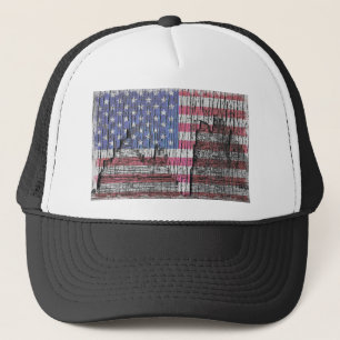 Barn Peeling Painted Patriotic American Flag Trucker Hat