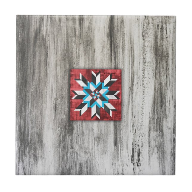 Barn Quilt Star 1 Ceramic Tile (Front)
