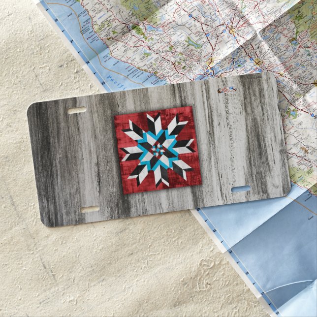 Barn Quilt Star 1 License Plate (In Situ)