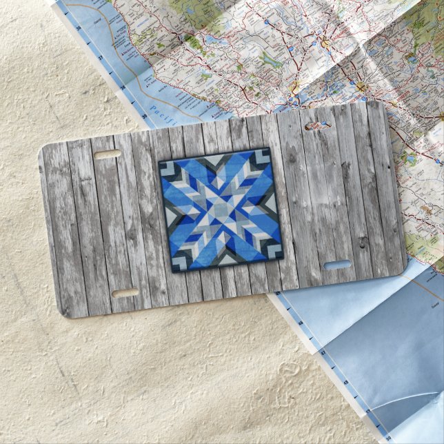 Barn Quilt Star 5 License Plate (In Situ)