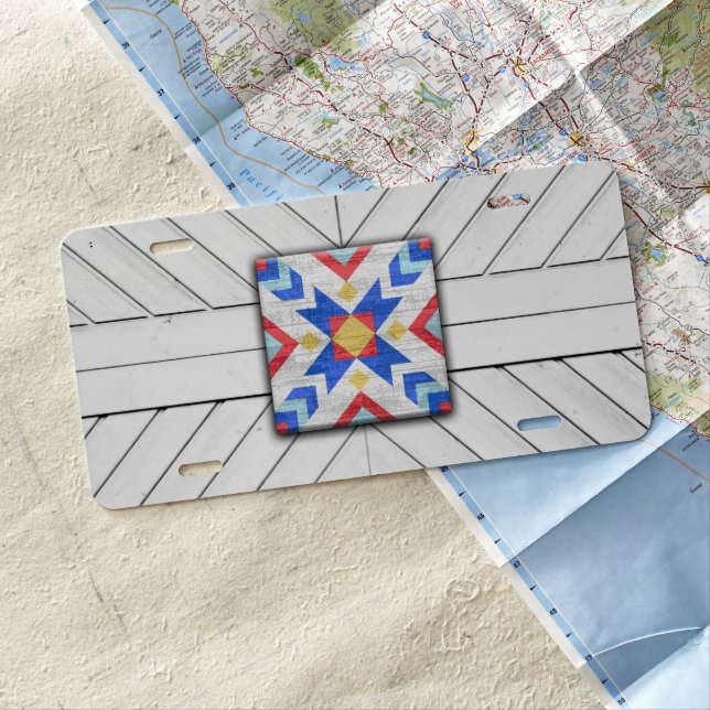 Barn Quilt Star 6 License Plate (In Situ)