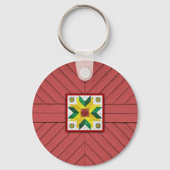 Barn Quilt Star 8 Keychain (Front)