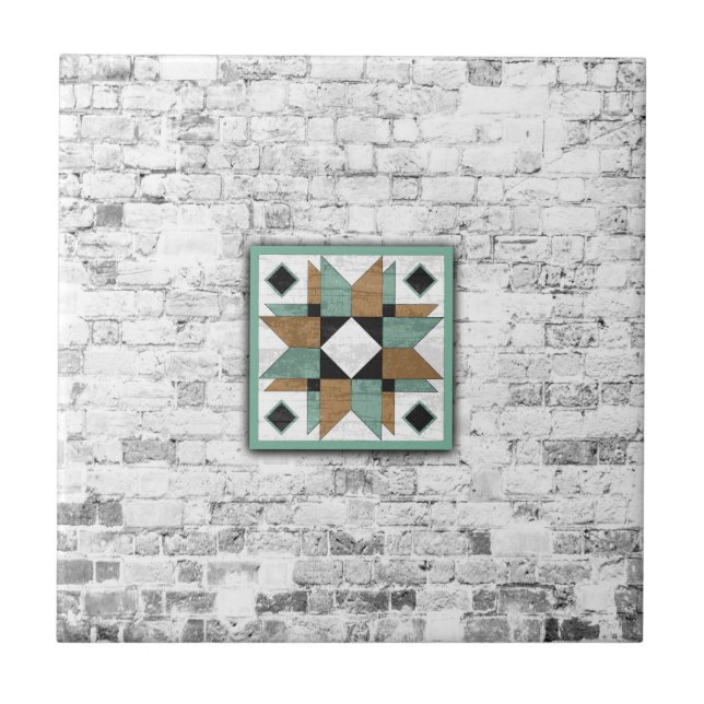 Barn Quilt Star 9 Ceramic Tile (Front)