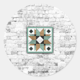 Barn Quilt Star 9 Classic Round Sticker