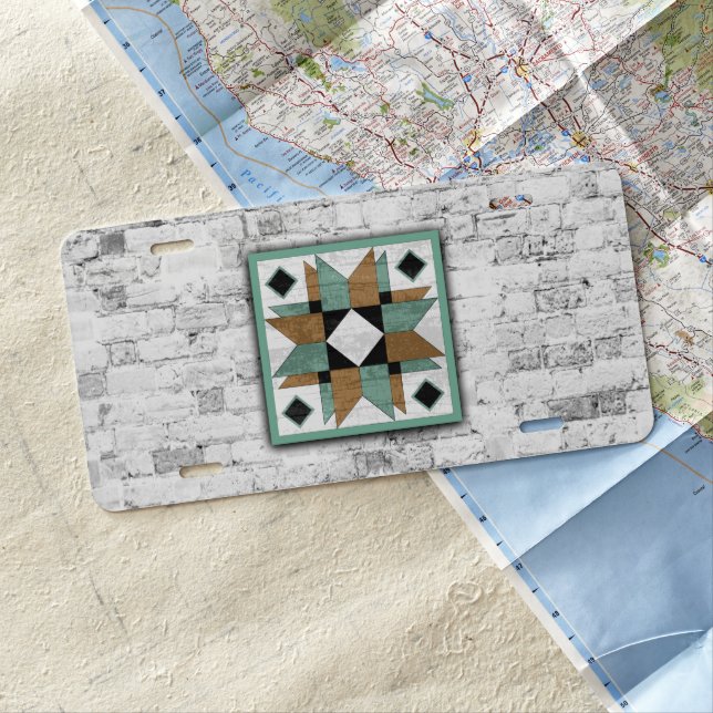 Barn Quilt Star 9 License Plate (In Situ)