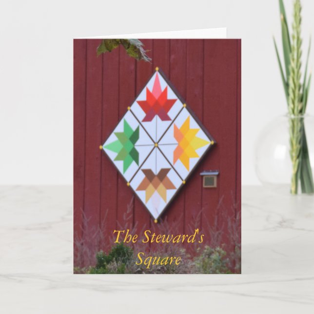 Barn Quilt "The Steward's Square" note card (Front)