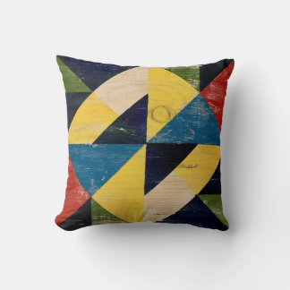 Barn Quilt Wood Paint Geometric Throw Pillow