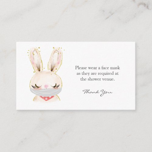 Barn Rabbit Face Mask Request Baby Shower Enclosure Card
