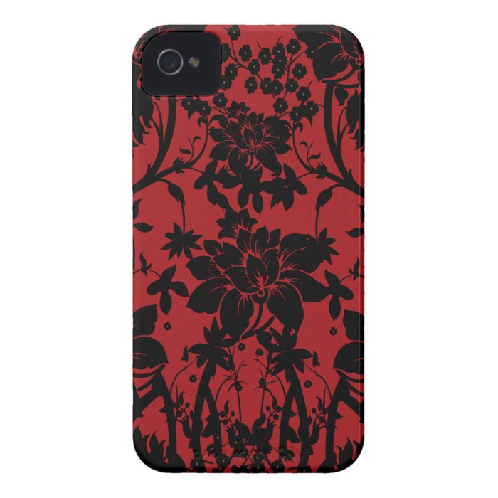 Barn red and black floral vintage style design iPhone 4 Case Mate case