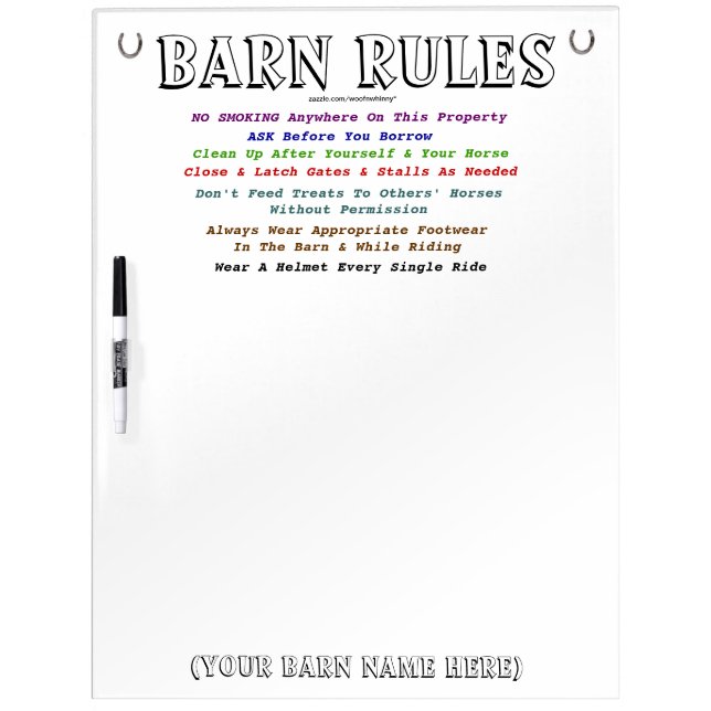Barn Rules Dry-Erase Board (Front)