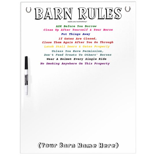 Barn Rules Dry Erase Board