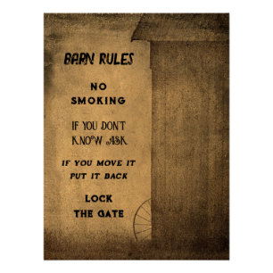 Barn Rules Rustic Country Vintage Texture Poster