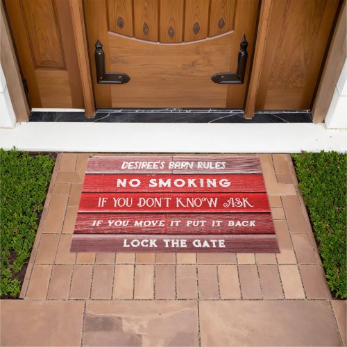 Barn Rules Rustic Red Country Wood Farmhouse Doormat