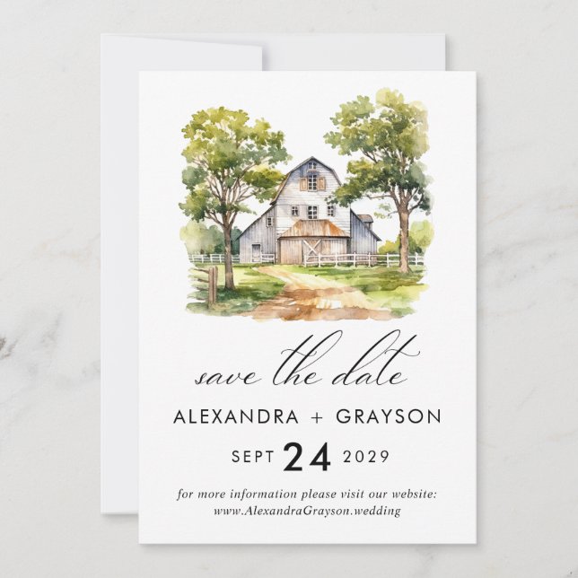 Barn Save the Date, Rustic Farmhouse Photo  Invitation (Front)