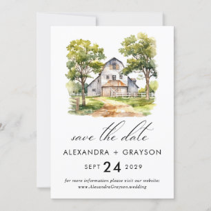 Barn Save the Date, Rustic Farmhouse QR code  Invitation