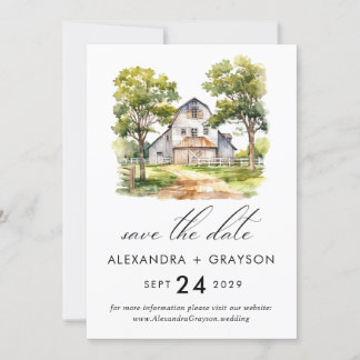 Barn Save the Date, Rustic Farmhouse QR code Invitation
