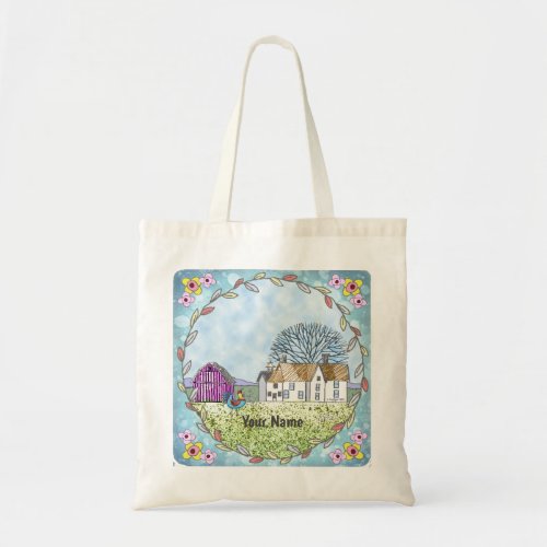 Barn Scene custom name Tote Bag