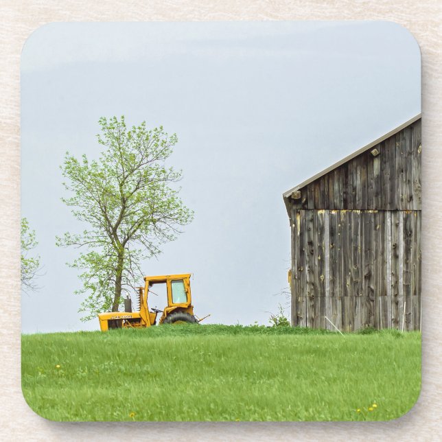 Barn Scene With Tractor Drink Coaster (Front)