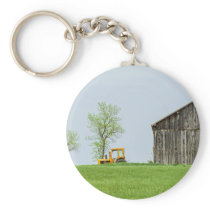 Barn Scene With Tractor Keychain
