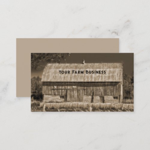 Barn Sepia Brown Vintage Country Rustic Farm Business Card