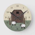 Barn Sheep  Wall Clock at Zazzle