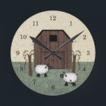 Barn Sheep  Wall Clock<br><div class="desc">This Barn Sheep Wall Clock features my mouse drawn art and is perfect for your primitive or country decor.</div>