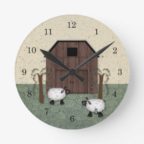 Barn Sheep  Wall Clock
