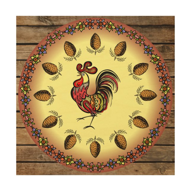 Barn Sign ~ Hex Sign ~ Rooster ~ Pine Cones ~ (Front)