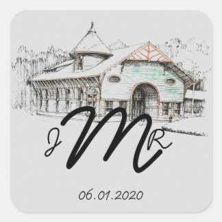 Barn Sketch Country Monogram Sticker