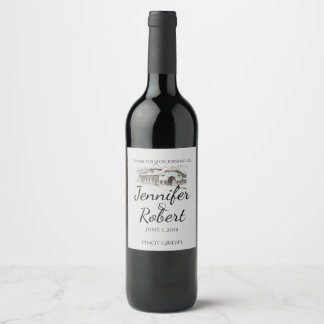 Barn Sketch Country Wedding Wine Label