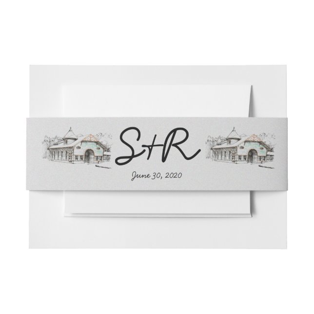 Barn Sketch Wedding Belly Band (Front Example)