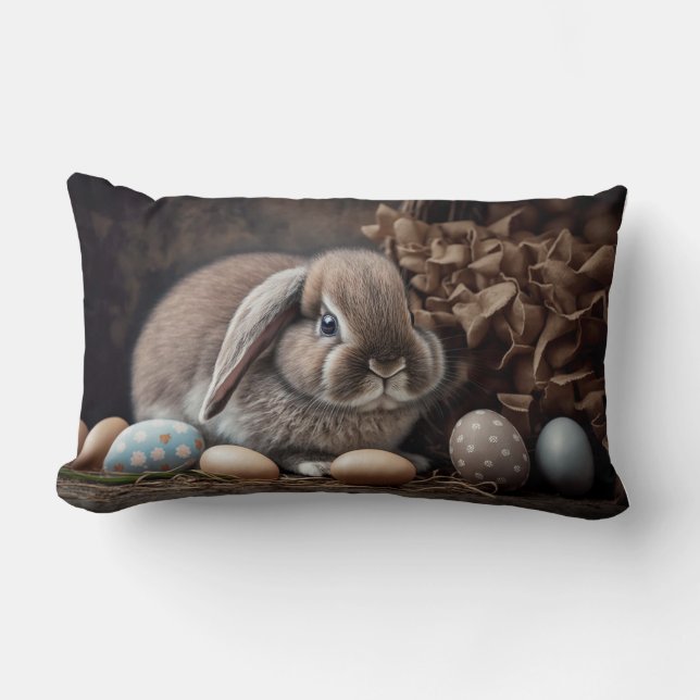 Barn Style Lop Ear Easter Bunny Pillow (Front)