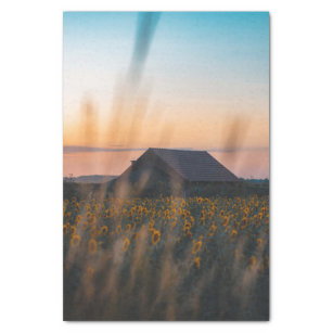 Barn Surrounded by a Sunflower Field in Sunset Tissue Paper