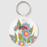 Barn Swallow And Posies Keychain at Zazzle