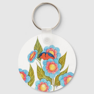 Barn Swallow and Posies Keychain