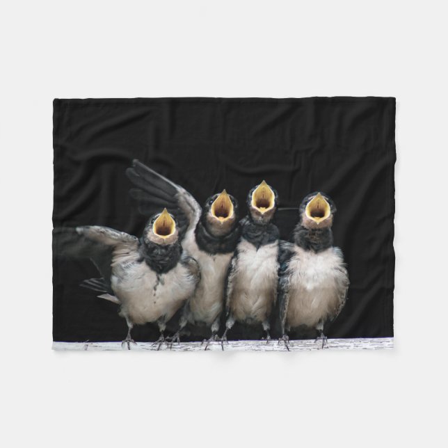 Barn Swallow Singing Fleece Blanket (Front (Horizontal))