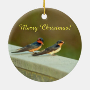 Barn Swallows Ceramic Ornament