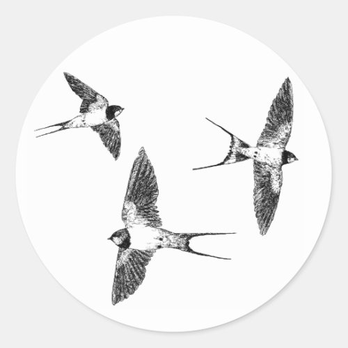 Barn swallows classic round sticker