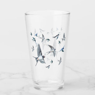 Barn Swallows Freedom Flight Illustration Glass