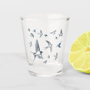 Barn Swallows Freedom Flight Illustration  Shot Glass