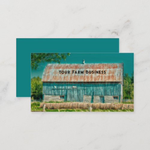 Barn Teal Vintage Country Rustic Farm Business Card
