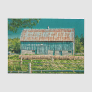 Barn Teal Vintage Country Rustic Farm Tissue Paper