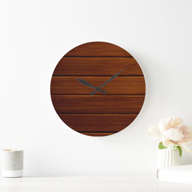Barn Wall, Wood, Wooden Boards, Planks, Rustic Large Clock (Home)