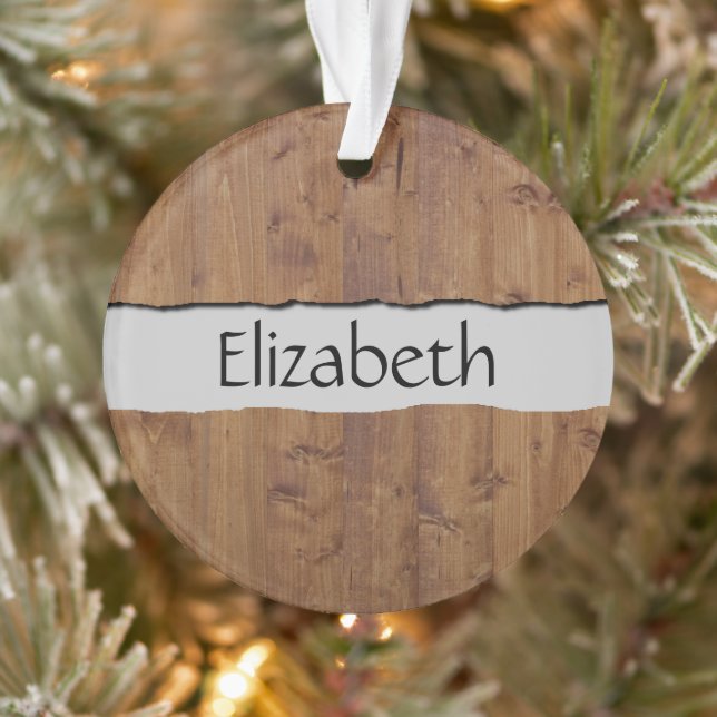Barn Wall, Wood, Wooden Boards, Your Name Ornament (Tree)