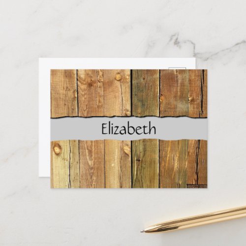 Barn Wall Wood Wooden Boards Your Name Postcard