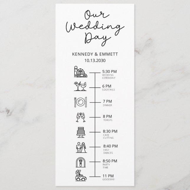 Barn Wedding Day Timeline Flat Program (Front)