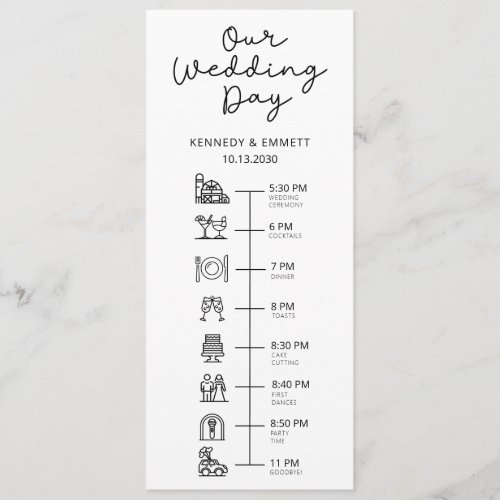 Barn Wedding Day Timeline Flat Program