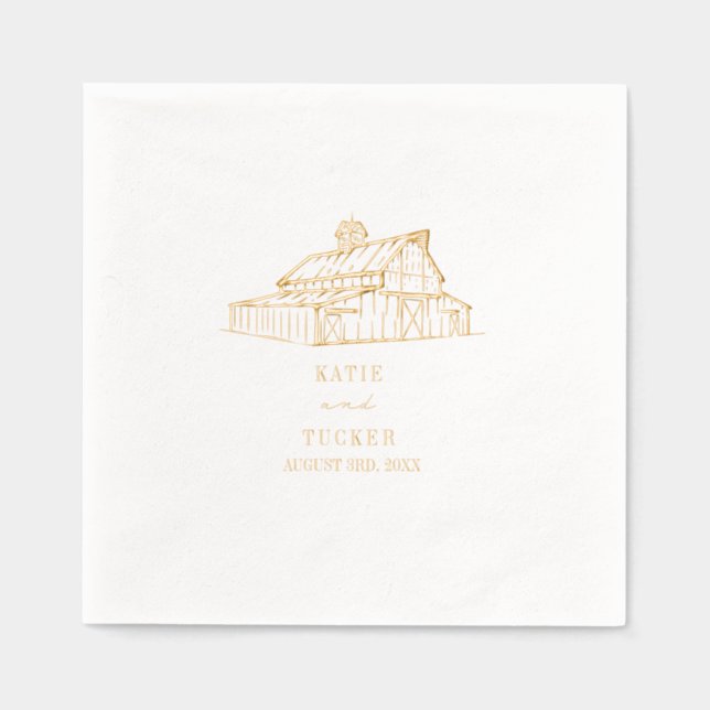 Barn Wedding Foil Napkins (Front)