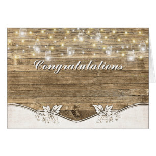 Barn Wedding Lights On Wood Cards